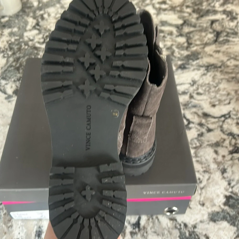 Vince Camuto Gray Suede Boots with Chains - Picture 6 of 9